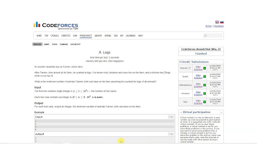 Codeforces Friends Tracker  from Chrome web store to be run with OffiDocs Chromium online