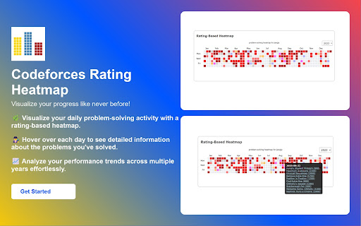 Codeforces Rating Based Heatmap  from Chrome web store to be run with OffiDocs Chromium online