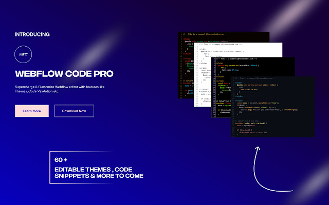Code Pro For Webflow  from Chrome web store to be run with OffiDocs Chromium online