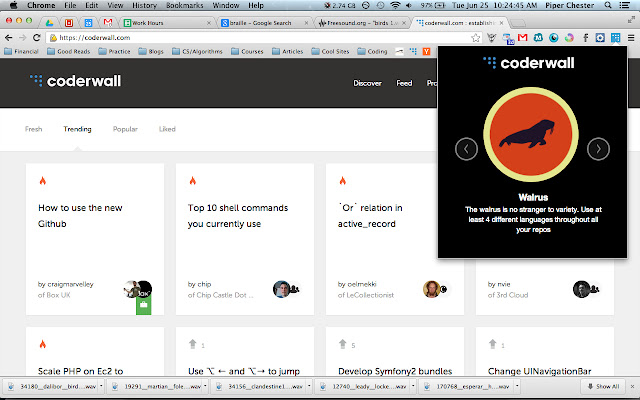 Coderwall Badges  from Chrome web store to be run with OffiDocs Chromium online