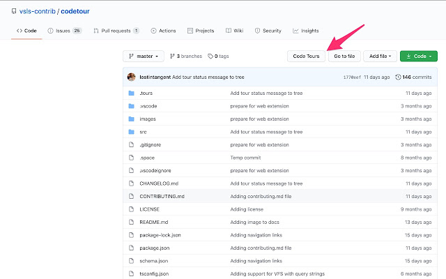 Code tours Github  from Chrome web store to be run with OffiDocs Chromium online