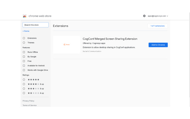 CogConf Merged Screen Sharing Extension  from Chrome web store to be run with OffiDocs Chromium online