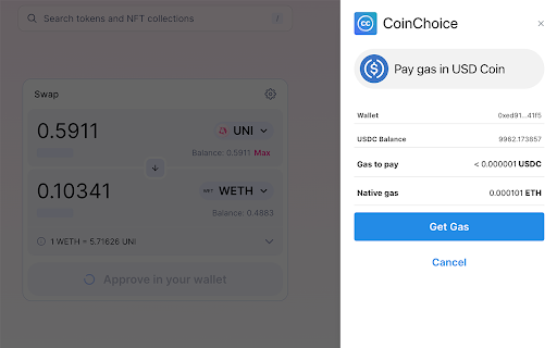 CoinChoice Browser Extension  from Chrome web store to be run with OffiDocs Chromium online