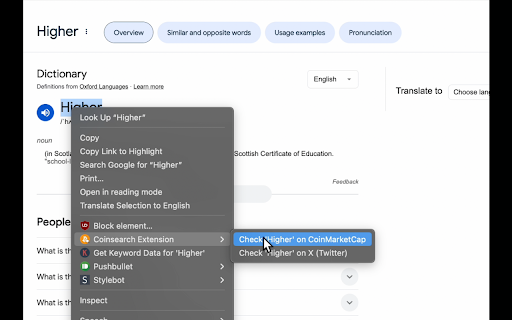 Coinsearch  from Chrome web store to be run with OffiDocs Chromium online