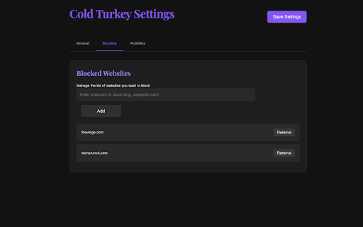 Cold Turkey  from Chrome web store to be run with OffiDocs Chromium online