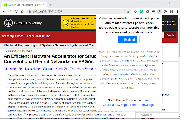 Collective Knowledge  from Chrome web store to be run with OffiDocs Chromium online