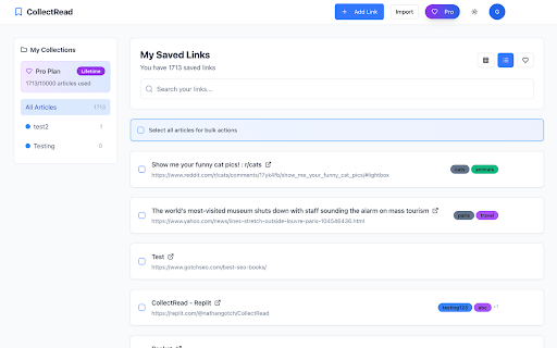 CollectRead Save Articles Instantly  from Chrome web store to be run with OffiDocs Chromium online
