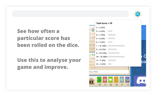 Colonist Dice History  from Chrome web store to be run with OffiDocs Chromium online