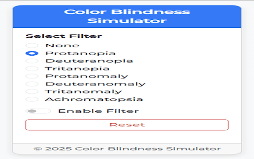 Color Blindness Simulator  from Chrome web store to be run with OffiDocs Chromium online