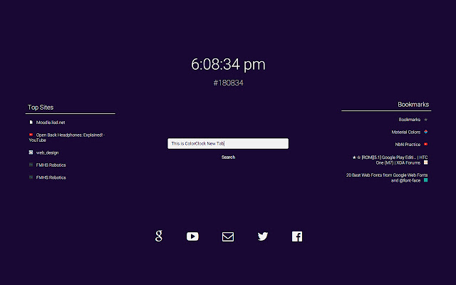 ColorClock New Tab  from Chrome web store to be run with OffiDocs Chromium online