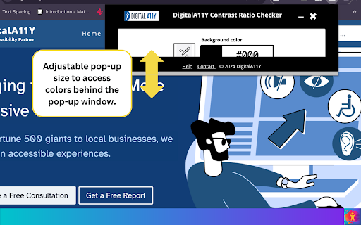Color Contrast Checker by DigitalA11Y  from Chrome web store to be run with OffiDocs Chromium online