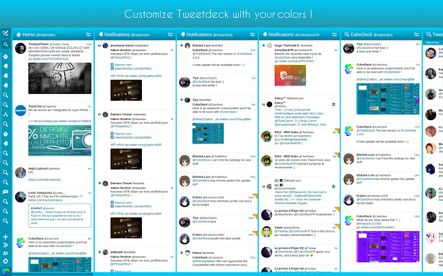 ColorDeck for Tweetdeck  from Chrome web store to be run with OffiDocs Chromium online