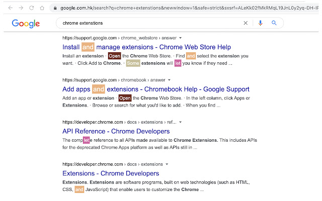 Colorful Search Results with RegExp  from Chrome web store to be run with OffiDocs Chromium online