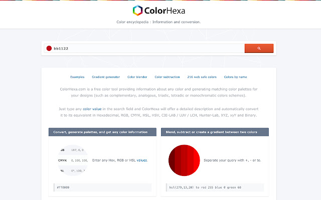 ColorHexa  from Chrome web store to be run with OffiDocs Chromium online