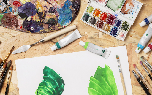 Color mixing tray and brushes  from Chrome web store to be run with OffiDocs Chromium online