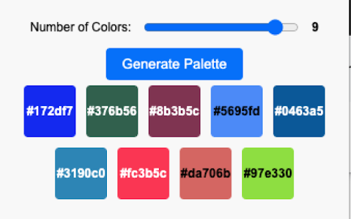 Color Palette Generator  from Chrome web store to be run with OffiDocs Chromium online