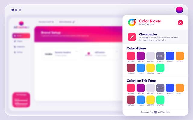 Color Picker by AdCreative.ai  from Chrome web store to be run with OffiDocs Chromium online