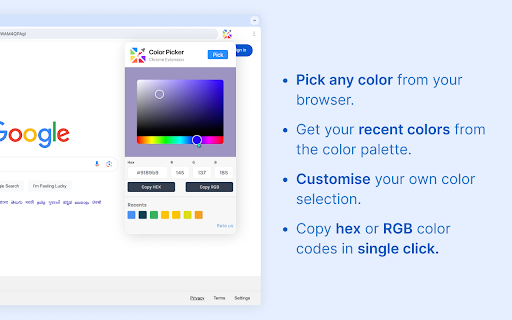 Color Picker Chrome extension  from Chrome web store to be run with OffiDocs Chromium online
