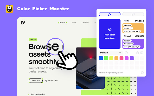 Color Picker Monster  from Chrome web store to be run with OffiDocs Chromium online
