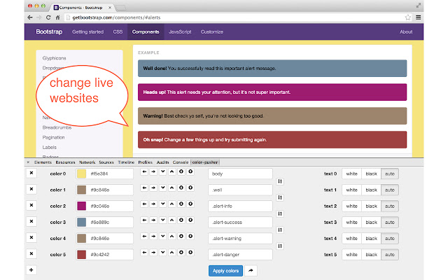 color pusher  from Chrome web store to be run with OffiDocs Chromium online