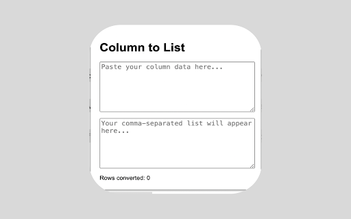 Column to Comma Separated List  from Chrome web store to be run with OffiDocs Chromium online
