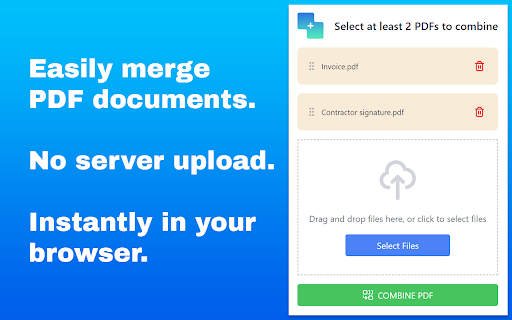 Combine pdf  from Chrome web store to be run with OffiDocs Chromium online