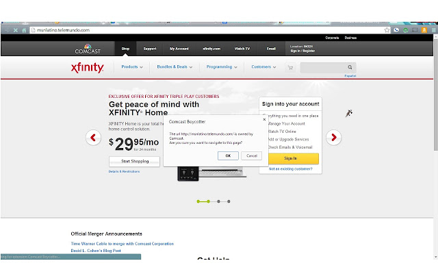 Comcast Boycotter  from Chrome web store to be run with OffiDocs Chromium online