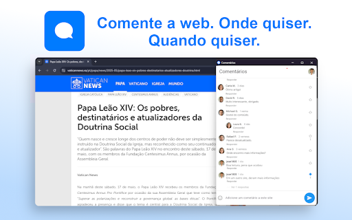 Comentários  from Chrome web store to be run with OffiDocs Chromium online
