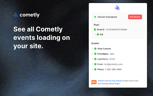 Cometly Pixel Helper  from Chrome web store to be run with OffiDocs Chromium online