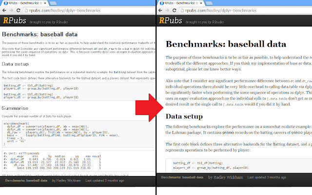 Comfortable RPubs  from Chrome web store to be run with OffiDocs Chromium online