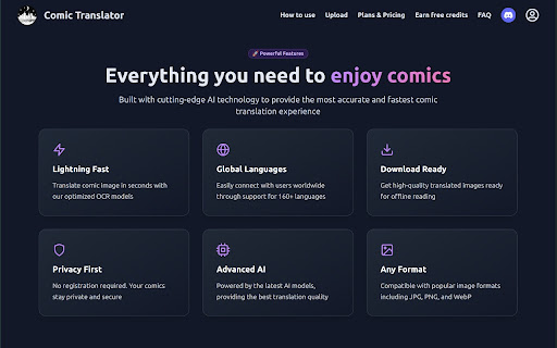 Comic Translator Manga, Manhwa, Manhua translator using AI  from Chrome web store to be run with OffiDocs Chromium online