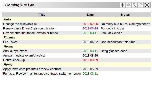 ComingDue Lite  from Chrome web store to be run with OffiDocs Chromium online