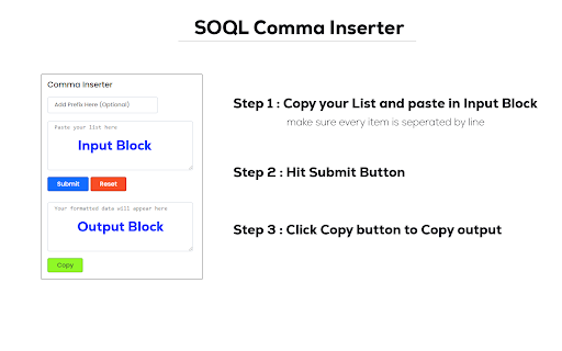 Comma Inserter for SOQL  from Chrome web store to be run with OffiDocs Chromium online
