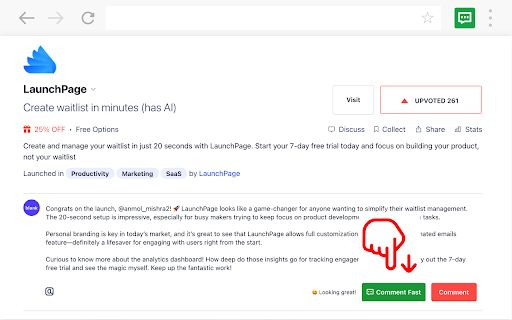 Comment Fast AI Comment Generator for Social Media  from Chrome web store to be run with OffiDocs Chromium online