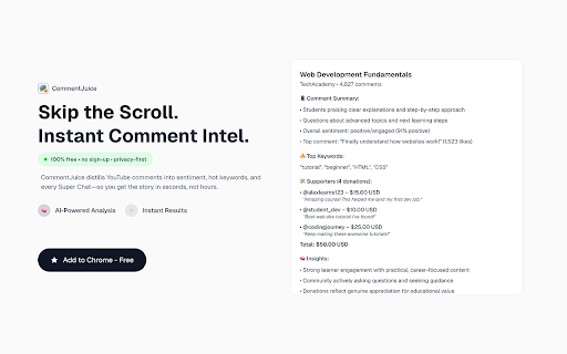 CommentJuice from Chrome web store to be run with OffiDocs Chromium online CommentJuice from Chrome web store to be run with OffiDocs Chromium online