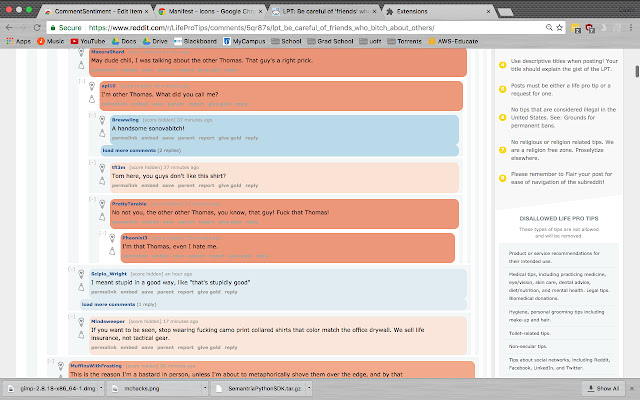 CommentSentiment  from Chrome web store to be run with OffiDocs Chromium online