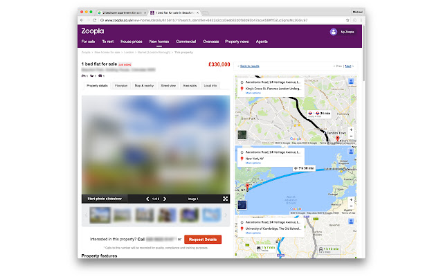 Commute Time (for Rightmove  Zoopla)  from Chrome web store to be run with OffiDocs Chromium online