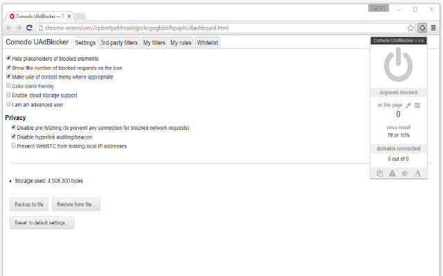 Comodo UAdBlocker  from Chrome web store to be run with OffiDocs Chromium online