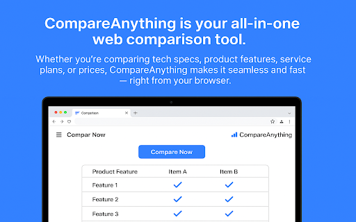 CompareAnything – Universal Comparison Tool  from Chrome web store to be run with OffiDocs Chromium online