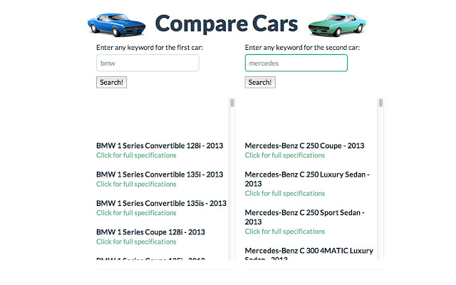 Compare Cars  from Chrome web store to be run with OffiDocs Chromium online