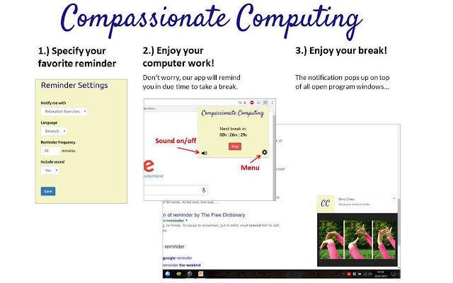 Compassionate Computing Reminders  from Chrome web store to be run with OffiDocs Chromium online