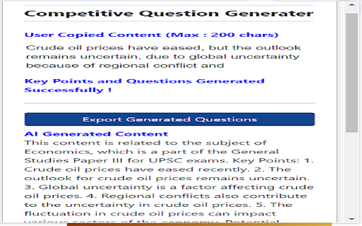 Competitive Question Generater  from Chrome web store to be run with OffiDocs Chromium online