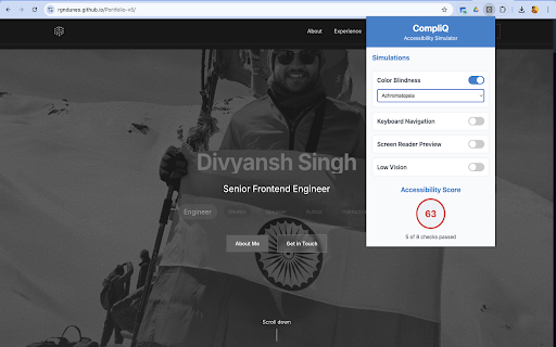 CompliQ Accessibility Simulator  from Chrome web store to be run with OffiDocs Chromium online