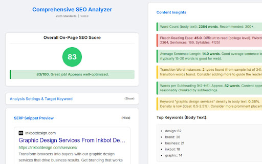 Comprehensive SEO Analyzer (2025 Edition)  from Chrome web store to be run with OffiDocs Chromium online