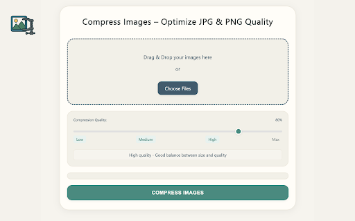 Compress Images – Optimize JPG  PNG Quality  from Chrome web store to be run with OffiDocs Chromium online