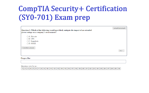 CompTIA Security+ Certification (SY0 701) prep plugin  from Chrome web store to be run with OffiDocs Chromium online