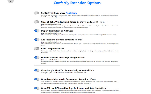 Conferfly Extension  from Chrome web store to be run with OffiDocs Chromium online