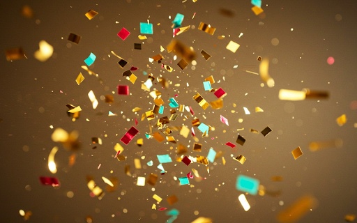 Confetti cannons flew  from Chrome web store to be run with OffiDocs Chromium online