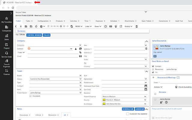 ConnectWise Service Ticket Tab Updater  from Chrome web store to be run with OffiDocs Chromium online
