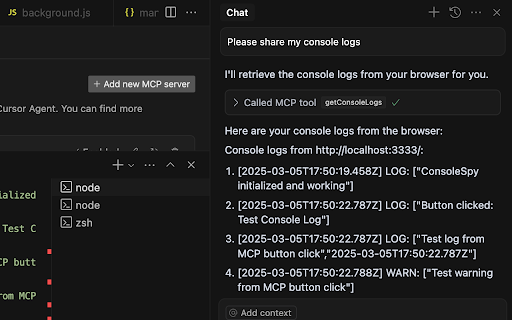 ConsoleSpy  from Chrome web store to be run with OffiDocs Chromium online
